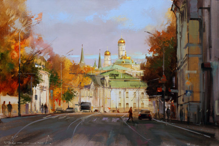 Painting titled "Sunday. Prechistenk…" by Shalaev Alexey, Original Artwork, Oil