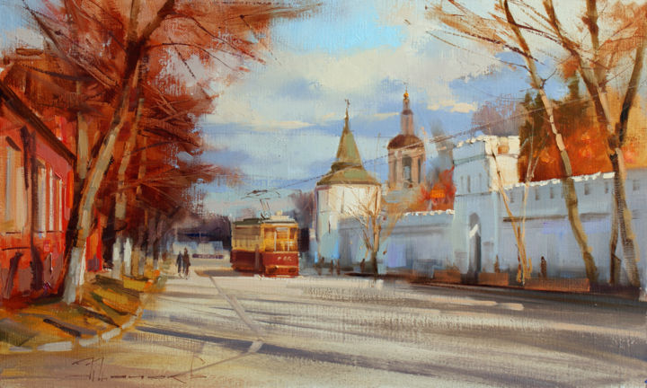 Картина под названием "Октябрь. Старая Мос…" - Shalaev Alexey, Подлинное произведение искусства, Масло Установлен на Деревян…