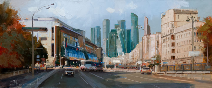 Картина под названием "Московские тенденци…" - Shalaev Alexey, Подлинное произведение искусства, Масло Установлен на Деревян…