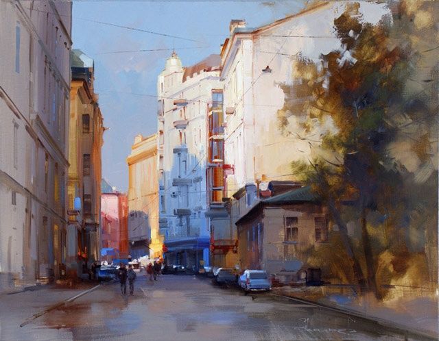 About the Arbat. Plotnikov Lane. - Painting, 55x70 cm ©2012 by Shalaev Alexey -
Realism, Historic center, the old Moscow, Moscow panorama, autumn