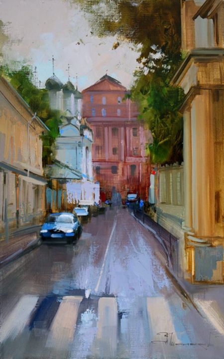 Pintura titulada ""After the Rain." C…" por Shalaev Alexey, Obra de arte original, Oleo