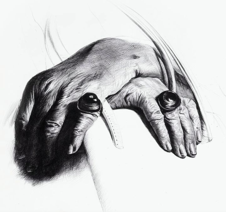 Dessin intitulée "Hands" par Bharti Yadav, Œuvre d'art originale, Stylo à bille