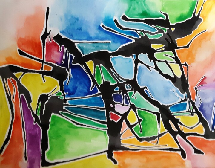 Painting titled "3IKWC" by Shamayra Smail, Original Artwork, Watercolor