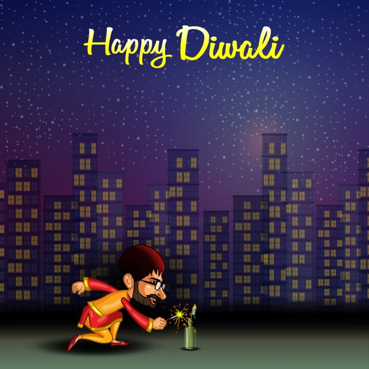 Digital Arts titled "Diwali - Colorful" by Shamim Shaikh, Original Artwork, 2D Digital Work