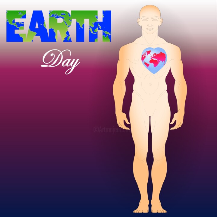 Arte digitale intitolato "Earth Day - Save Ea…" da Shamim Shaikh, Opera d'arte originale, Lavoro digitale 2D