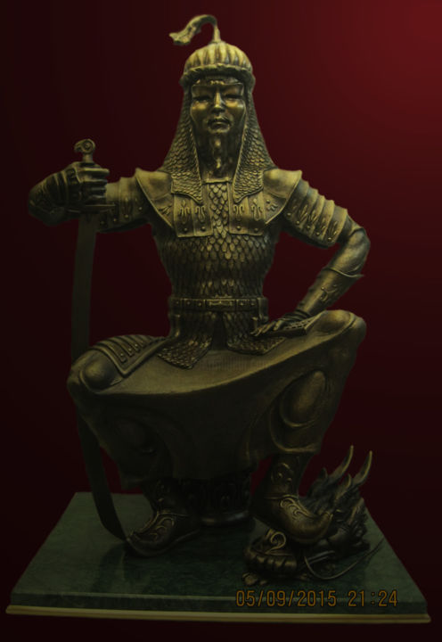 Скульптура под названием "Genghis Khan" - Shanaro, Подлинное произведение искусства, Металлы