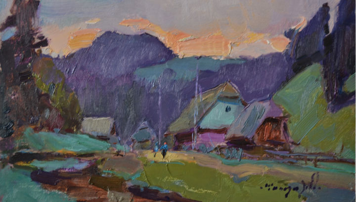 Peinture intitulée "On the outskirts of…" par Alexander Shandor, Œuvre d'art originale, Huile