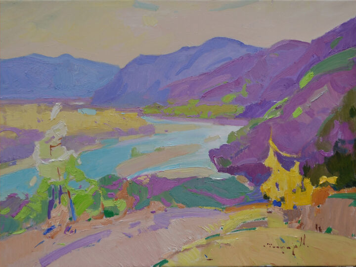 Peinture intitulée "Spring Valley" par Alexander Shandor, Œuvre d'art originale, Huile Monté sur Châssis en bois