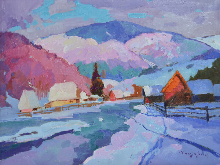 Картина под названием "Winter Ways" - Alexander Shandor, Подлинное произведение искусства, Масло Установлен на Деревянная ра…
