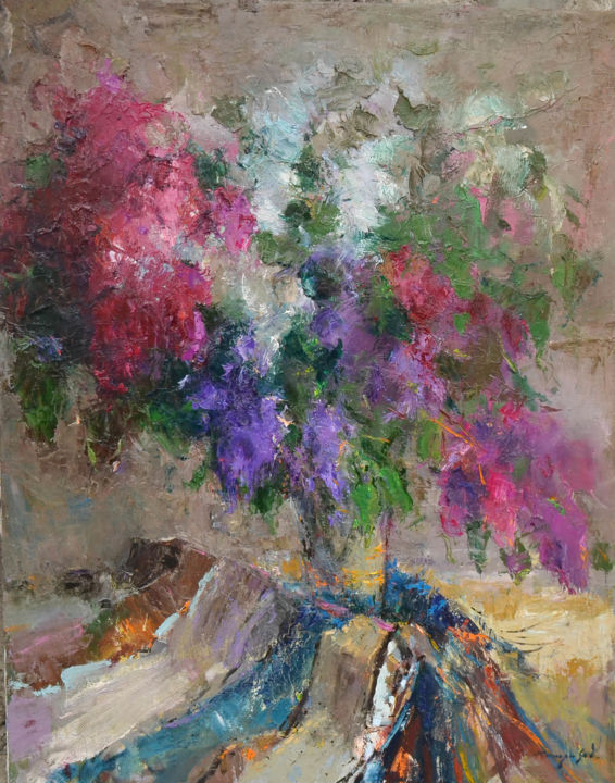 Картина под названием "Сирень / Lilac" - Alexander Shandor, Подлинное произведение искусства, Масло