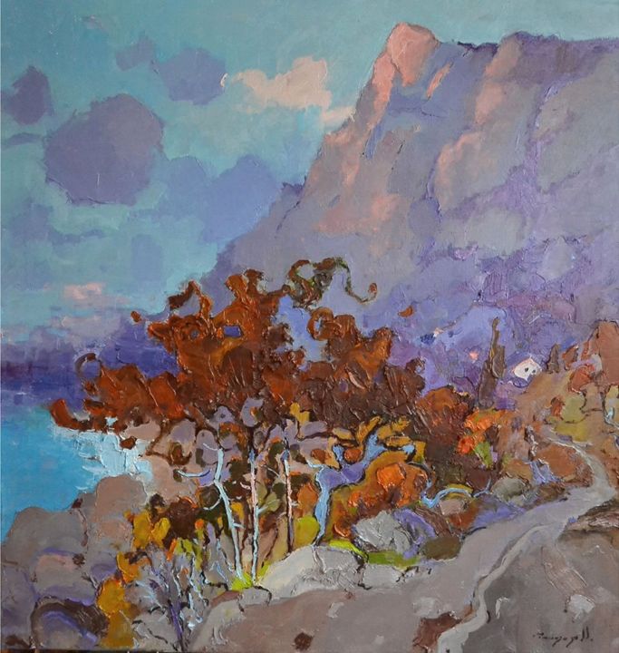Картина под названием "ЮБК Осень/ South Co…" - Alexander Shandor, Подлинное произведение искусства, Масло