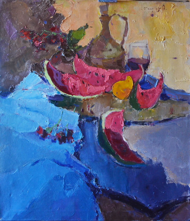 Painting titled "Autumn table" by Alexander Shandor, Original Artwork, Oil