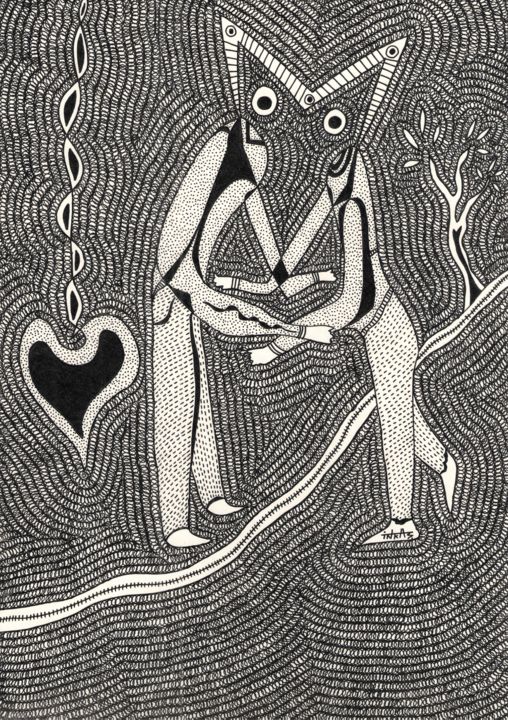 Drawing titled "Blind love-7" by Shanmukha Inkas, Original Artwork, Ballpoint pen
