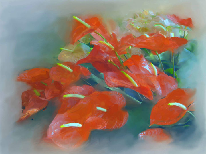Digital Arts titled "Flower Bouquet 2" by Usha Shantharam, Original Artwork, Digital Painting