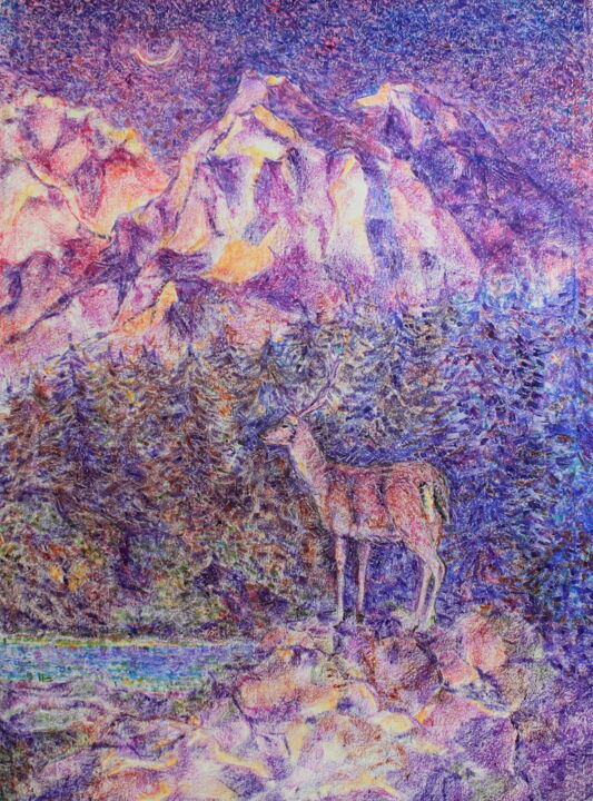 Рисунок под названием ""Ночь в фиолетовых…" - Юлия Гордеева, Подлинное произведение искусства, Пастель