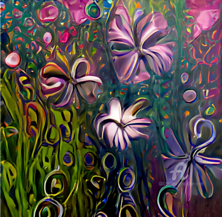 Digital Arts titled "Floral" by Shar'S Art, Original Artwork, Digital Painting