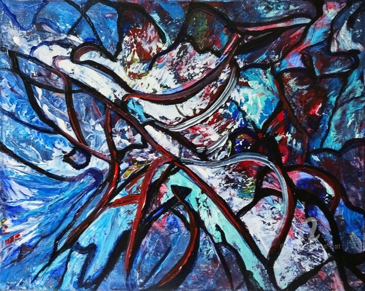 Картина под названием "Complex" - Shar'S Art, Подлинное произведение искусства, Акрил Установлен на Деревянная рама для носи…