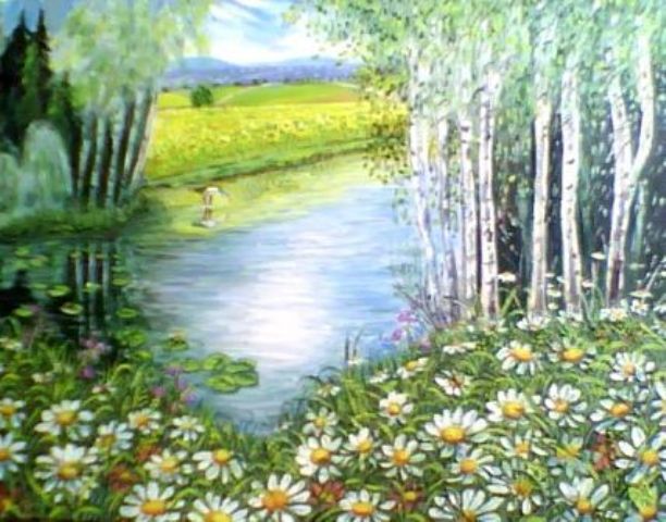 Картина под названием "Лето" - Елена Шарагова, Подлинное произведение искусства, Масло