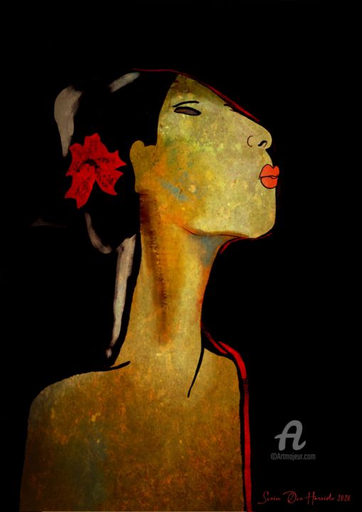 Digital Arts titled "A spanish lady" by Svein Ove Hareide, Original Artwork, Digital Painting