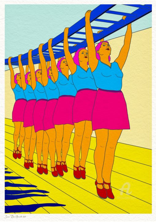 Digital Arts titled "Gym ladies" by Svein Ove Hareide, Original Artwork, Digital Painting