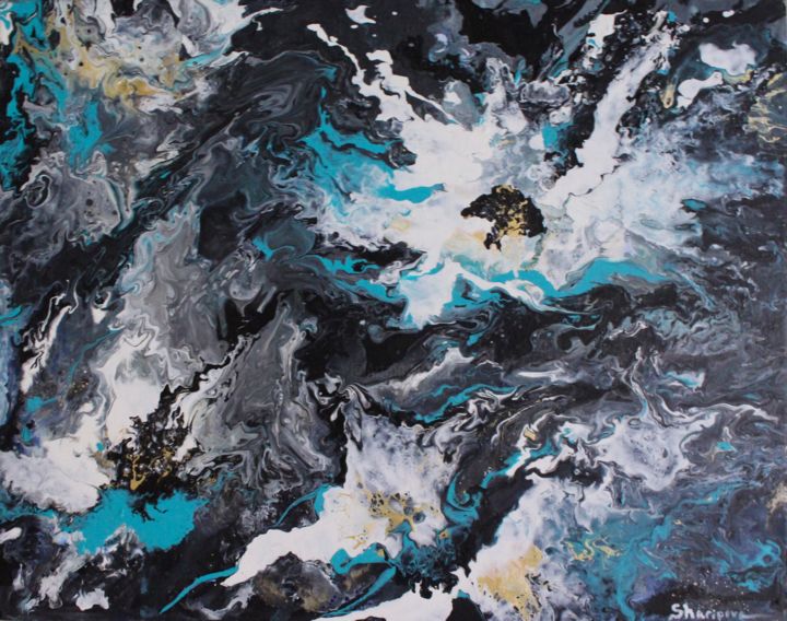 Painting titled "Abstract flowers" by Elmira Sharipova, Original Art, Acrylic