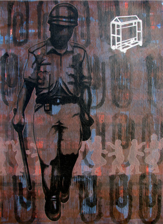 Painting titled "Stay home, stay safe" by Pawan Sharma, Original Art, Acrylic