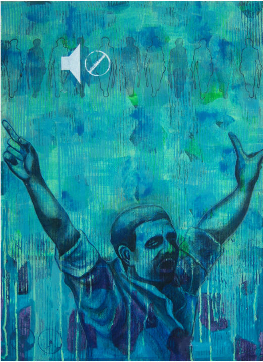 Painting titled "Mute/unmute" by Pawan Sharma, Original Art, Acrylic