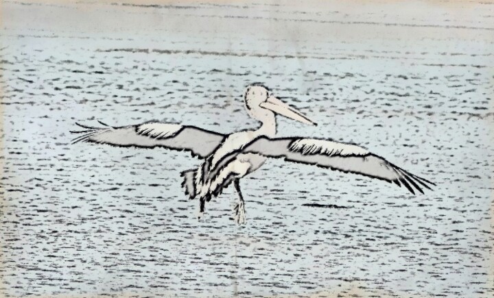 Digitale Kunst mit dem Titel "Pelican landing" von Sharon Atkinson (Acko68), Original-Kunstwerk