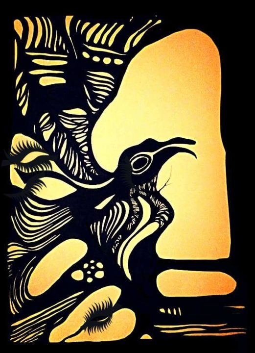 Zeichnungen mit dem Titel "Vogel" von Sharon Klomp, Original-Kunstwerk