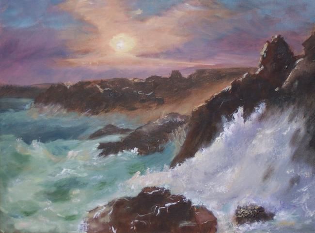 Painting titled "MAINE SEACOAST" by Sharon Paddock, Original Artwork, Other