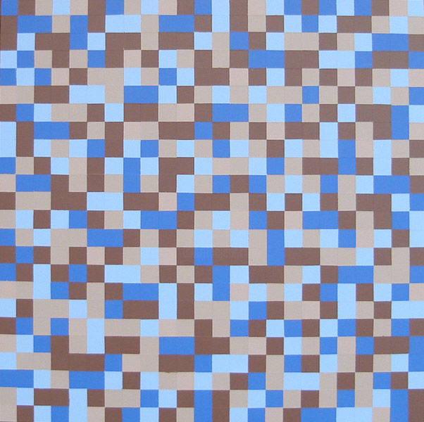 Painting titled "Blue And Brown Squa…" by Shauno, Original Artwork, Acrylic