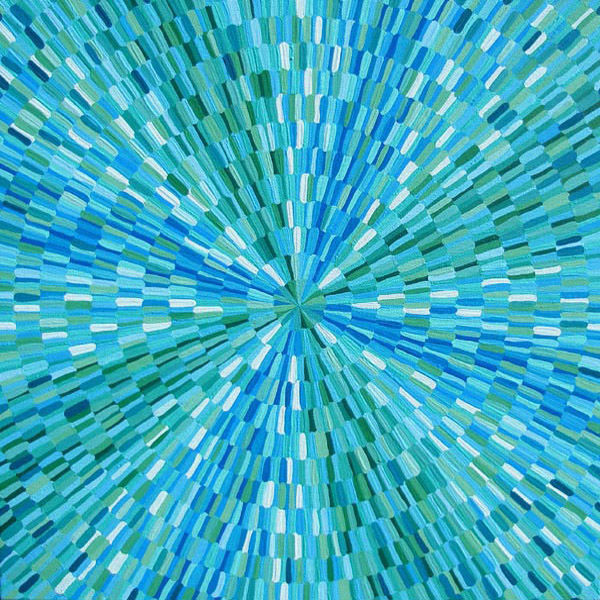 Painting titled "Blue-Green Burst Pa…" by Shauno, Original Artwork, Acrylic