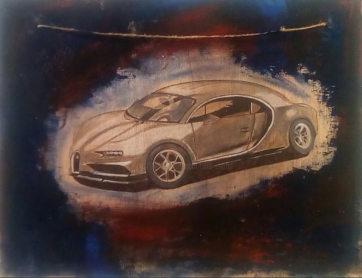 Peinture intitulée "Bugatti car" par Shd Bees, Œuvre d'art originale, Aquarelle