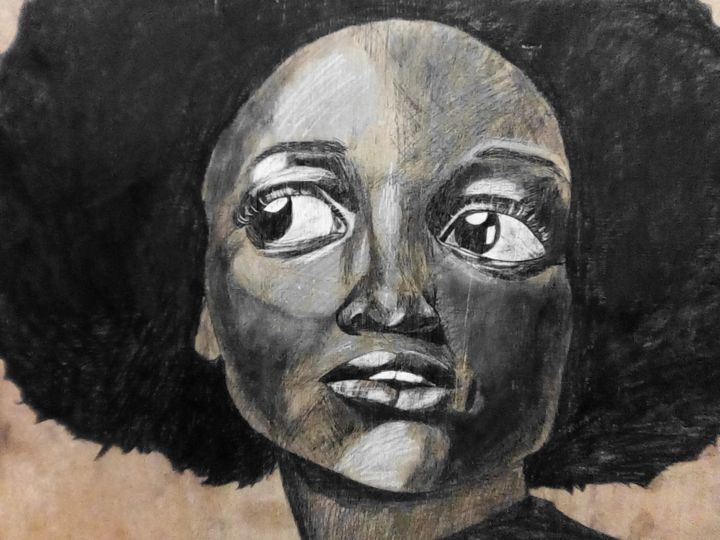 Malerei mit dem Titel "African warrior" von Shd Bees, Original-Kunstwerk, Tinte