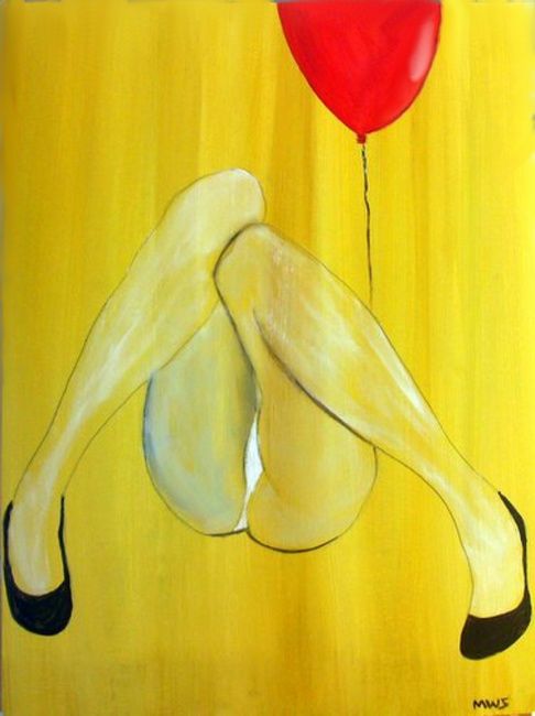Peinture intitulée "Red balloon" par Shearart.Blogspot, Œuvre d'art originale, Huile