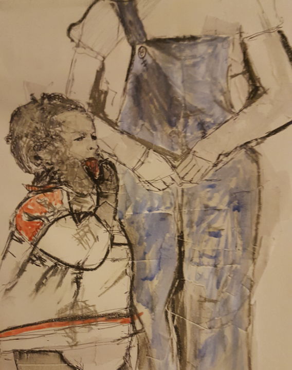 Drawing titled "70's child #2" by Sheba Veronica Darby, Original Art, Ballpoint pen