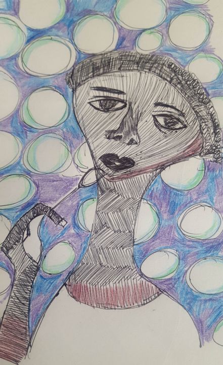 Drawing titled "Blown away" by Sheba Veronica Darby, Original Artwork, Pencil
