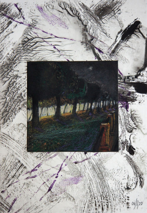 Рисунок под названием "URBAN TREES - 5" - Maria Shedrina, Подлинное произведение искусства, Пастель