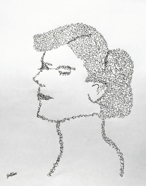 Drawing titled "Woman" by Sheena Tuble, Original Artwork, Ballpoint pen