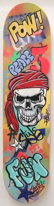 "Skate Skull" başlıklı Heykel Shelby tarafından, Orijinal sanat, Ahşap