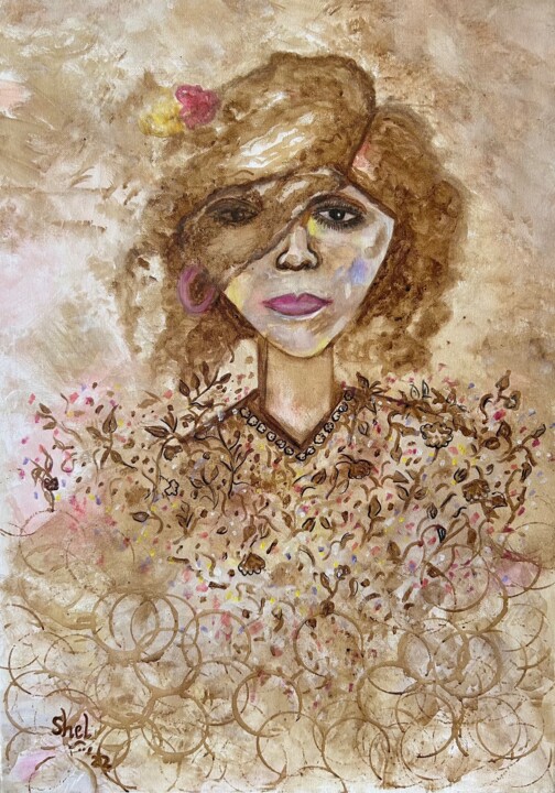 Painting titled "Dewy eyed" by Shelina Khimji, Original Artwork, Watercolor Mounted on Wood Stretcher frame