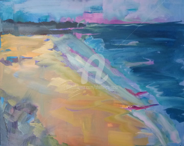 Painting titled "Pink Horizon" by Shelleigh Ocio, Original Artwork, Oil