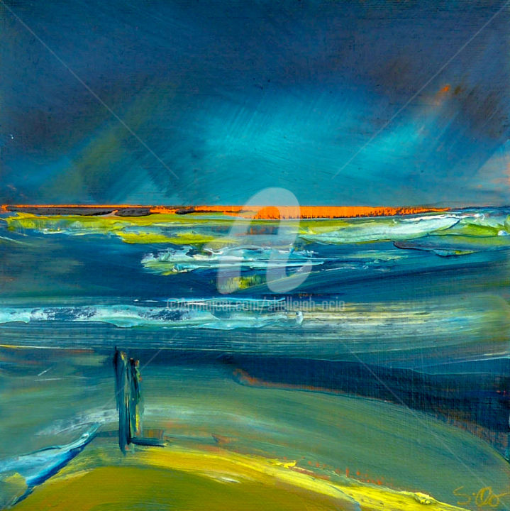 Peinture intitulée "Warm horizon" par Shelleigh Ocio, Œuvre d'art originale, Huile