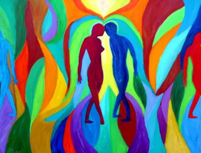 Painting titled "Star Crossed Lovers" by Janice Nelson, Original Artwork