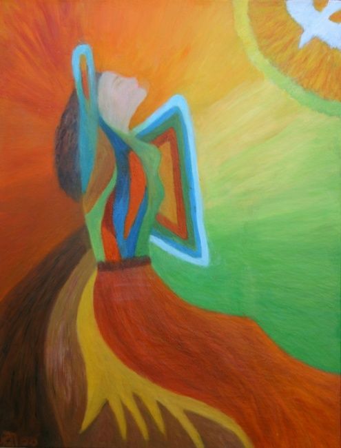 Painting titled "Awakened Angel" by Janice Nelson, Original Artwork