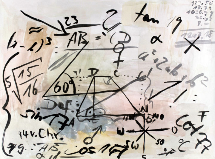 Painting titled "2 + 2 = 5" by Hermann Bauer, Original Artwork, Watercolor