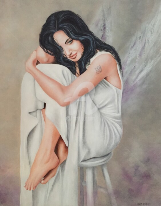 Pintura titulada ""Un ange passe..."" por Shena Ajuelos, Obra de arte original, Oleo
