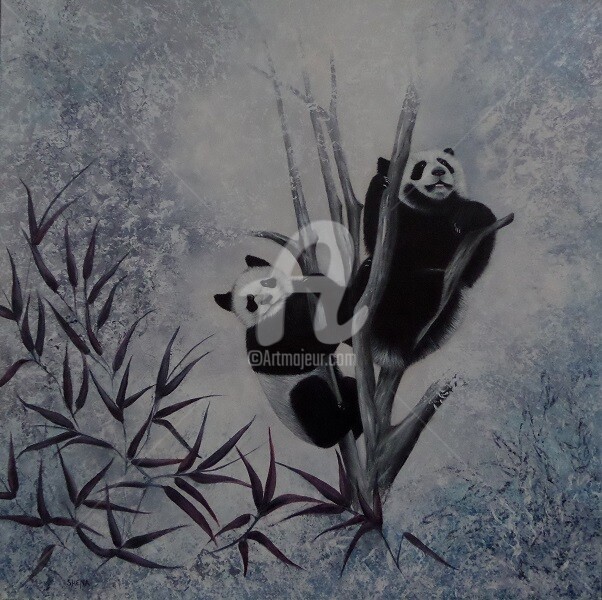Painting titled "Branche d'amour" by Shena Ajuelos, Original Artwork