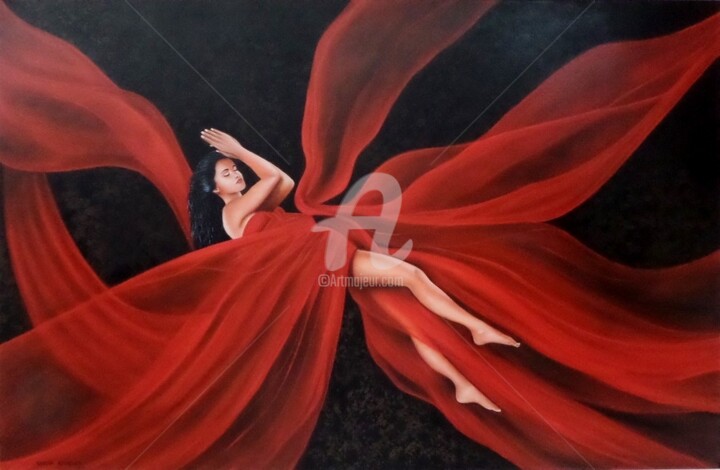 Peinture intitulée "danse-avec-le-vent.…" par Shena Ajuelos, Œuvre d'art originale
