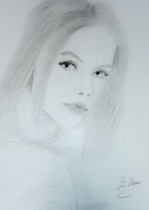 Drawing titled "Незнакомка" by Valerii Shenk, Original Artwork, Pencil